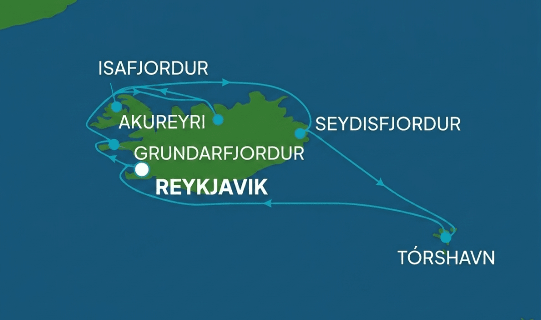Reykjavík, Iceland (Sun, Aug 9 | Departs 07:00 PM)