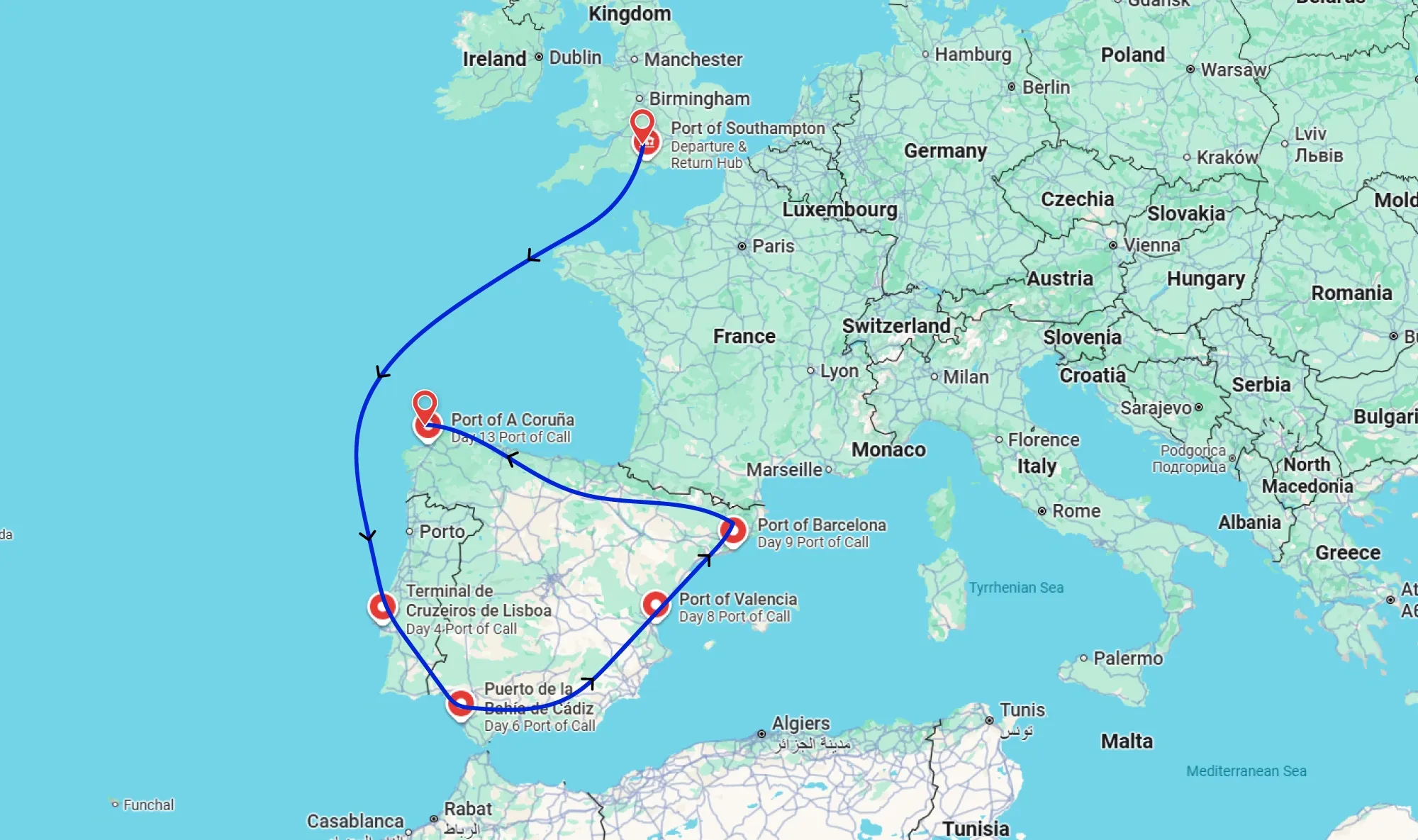 Southampton, United Kingdom | July 23, 2027 | Depart 4:30 PM