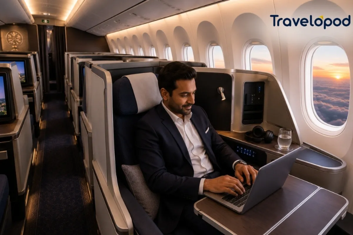 ATL to HYD business class flight